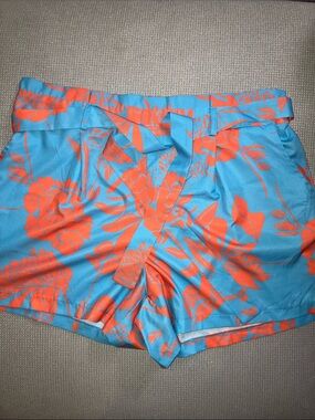 Turquoise & Coral Floral Tie-Waist Women's Shorts
